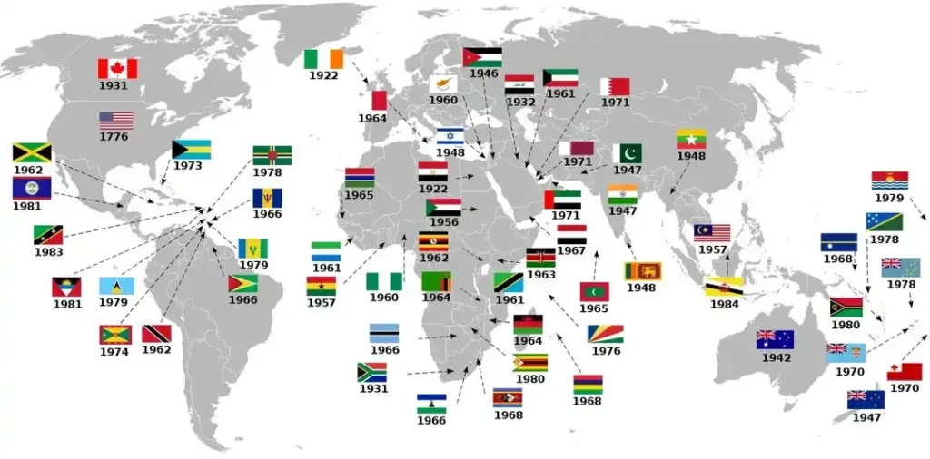 Todos los países que se han independizado del Reino Unido