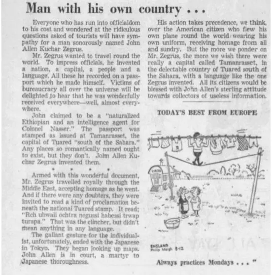 periodico canadiense de 1960 que habla sobre el caso del hombre de taured