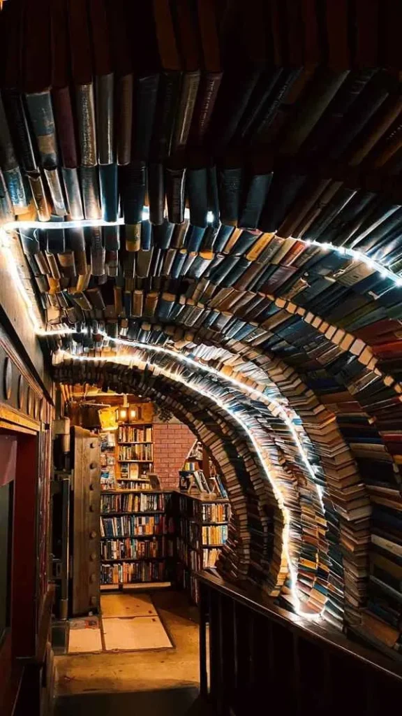 tunel de libros en la libreria mas grande de california
