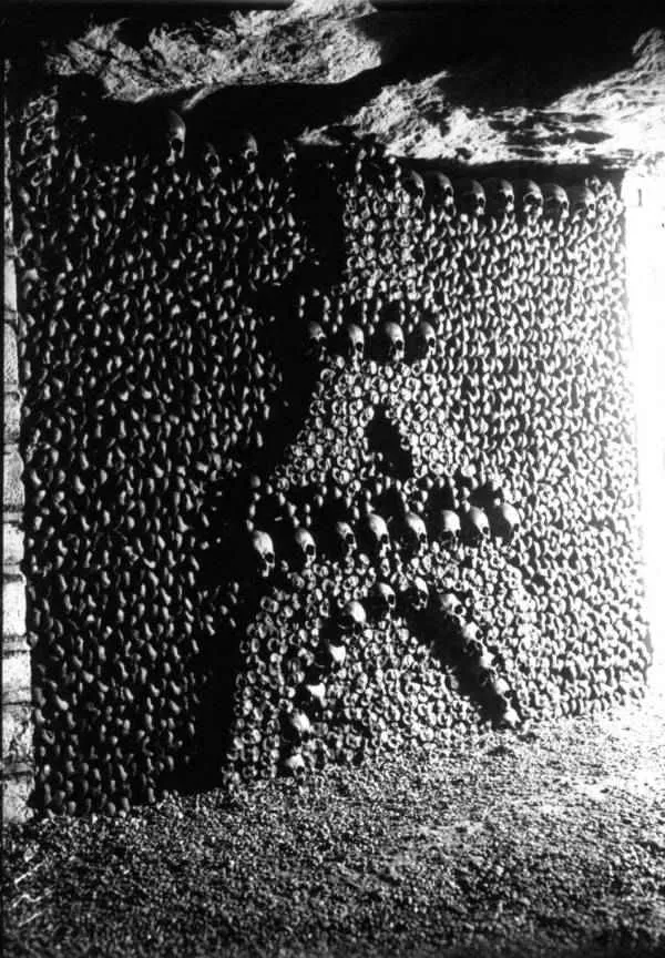 Huesos dispuestos en forma de la Torre Eiffel