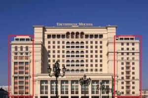 La fachada asimetrica del hotel four season moscow