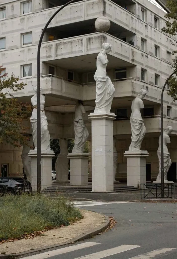 Un edificio en esquina sostenido por 18 estatuas