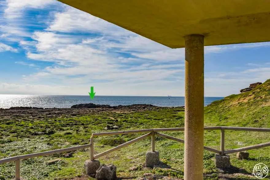La flecha verde indica el punto más meridional de la España peninsular y del continente europeo