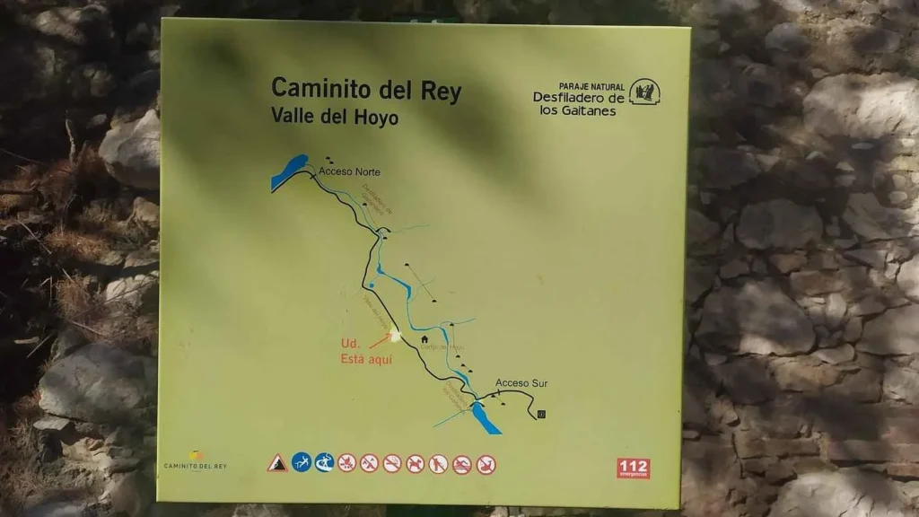 mapa de orientacion en la ruta del caminito del rey