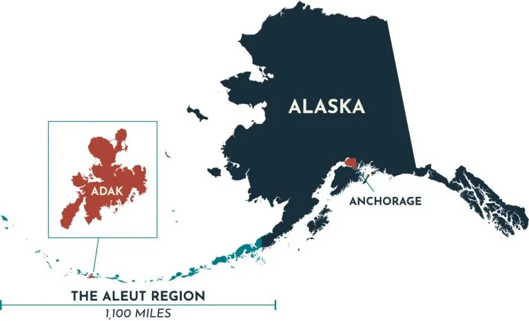 mapa de la ubicacion en alaska de Adak