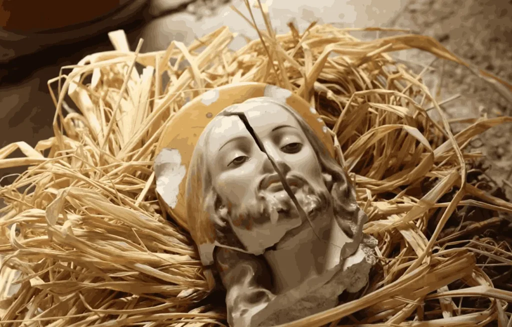 cabeza de cristo rota a la mitad