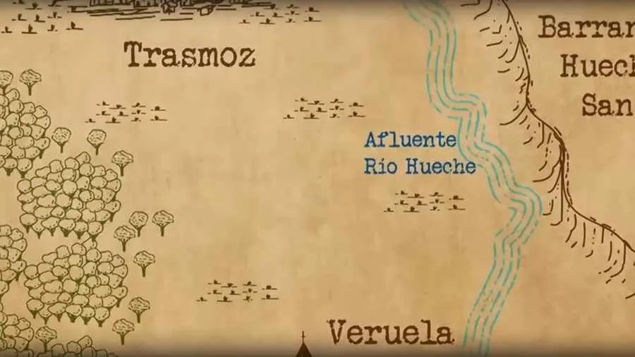mapa antiguo del pueblo de Trasmoz en relacion co el monasterio de veruela